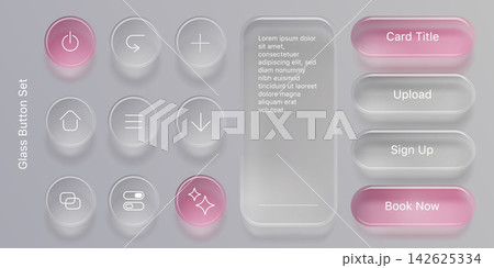 Transparent glass ui buttons, liquid frame design Transparent glass ui buttons, liquid frame design 142625334