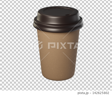 3D Coffee takeaway with Brown Lid Isolated. Perfect for cafe dessert, pastry and party. 3d render 3D Coffee takeaway with Brown Lid Isolated. Perfect for cafe dessert, pastry and party. 3d render 142625802