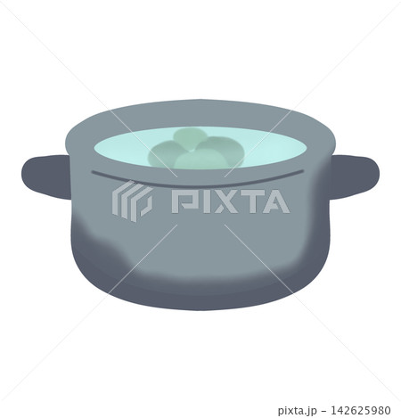 Blanching Pot With Water Flat Vector Illustration 142625980