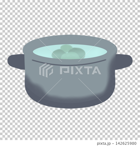 Blanching Pot With Water Flat Vector Illustration 142625980