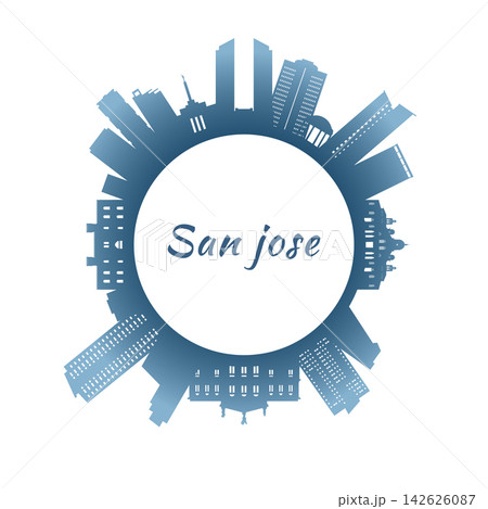 San Jose skyline with colorful buildings. 142626087