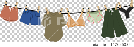 Illustration of hanging laundry 142626089