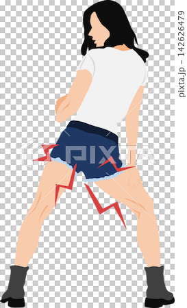 痔に悩む女性のイラスト 痔に悩む女性のイラスト 142626479