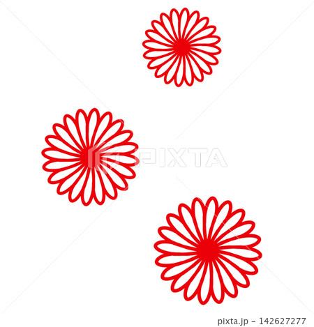 赤色のたくさんの花びらがある丸い花 赤色のたくさんの花びらがある丸い花 142627277
