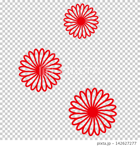 赤色のたくさんの花びらがある丸い花 赤色のたくさんの花びらがある丸い花 142627277
