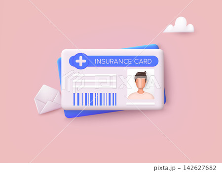 Medical insurance card icon. 3D Web Vector Illustrations. 142627682