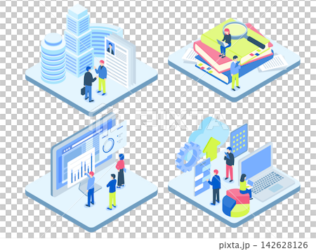 Isometric business scene illustration set Isometric business scene illustration set 142628126