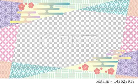 Colorful Japanese pattern frame, Japanese style background, Japanese decorations Colorful Japanese pattern frame, Japanese style background, Japanese decorations 142628918