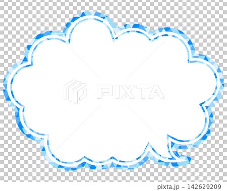 Stained glass style speech bubble, triangular pattern, rounded cloud shape 142629209