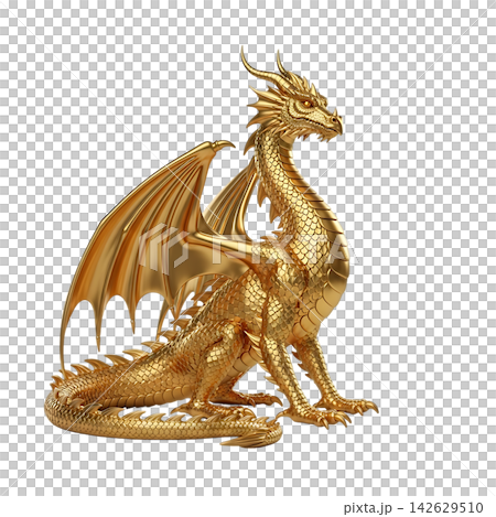 illustration of golden dragon on white background 142629510