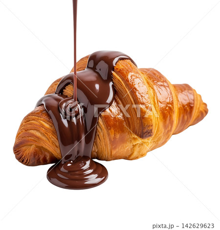 tasty fresh tasty croissant in chocolate tasty fresh tasty croissant in chocolate 142629623