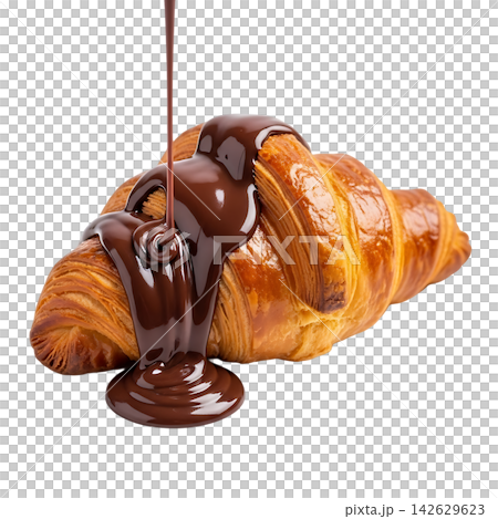 tasty fresh tasty croissant in chocolate tasty fresh tasty croissant in chocolate 142629623