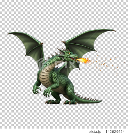 illustration of a dragon with golden dragon 142629624