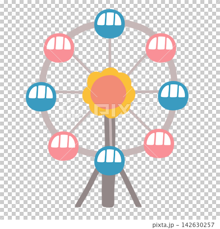 Cute, hand-drawn illustration of a Ferris wheel 142630257