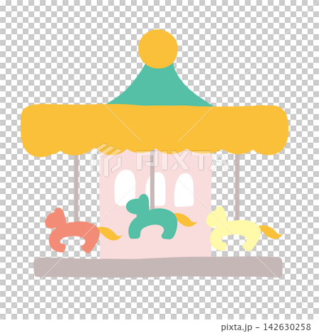 Cute, hand-drawn illustration of a merry-go-round Cute, hand-drawn illustration of a merry-go-round 142630258