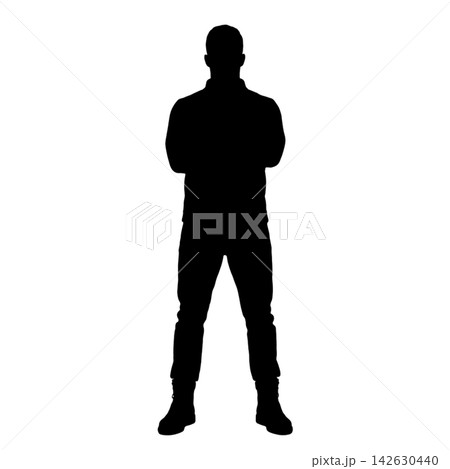 black silhouettes man on white background 142630440