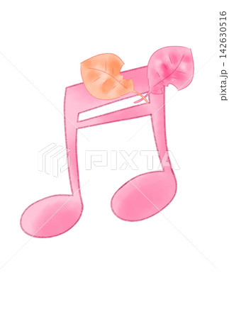 落ち葉の付いた音符 落ち葉の付いた音符 142630516