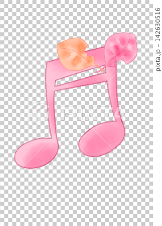 落ち葉の付いた音符 落ち葉の付いた音符 142630516