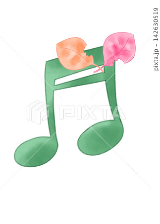 落ち葉の付いた音符 落ち葉の付いた音符 142630519