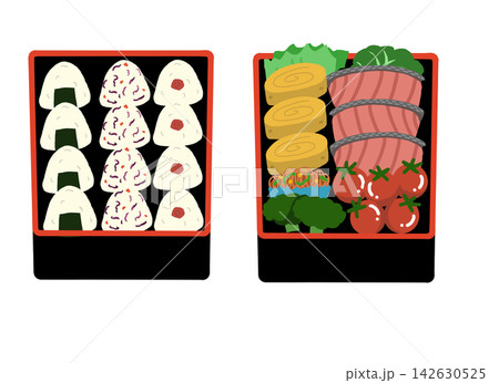 重箱に愛情たっぷり込めたおかずとご飯 142630525