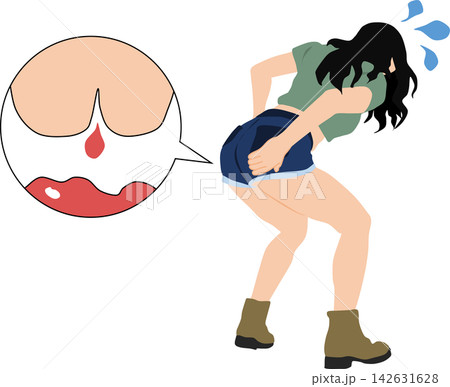 痔に悩む女性のイラスト 痔に悩む女性のイラスト 142631628