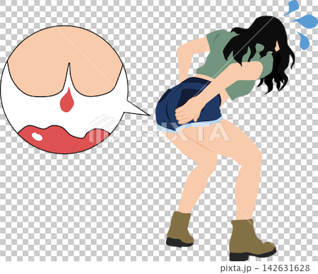 痔に悩む女性のイラスト 痔に悩む女性のイラスト 142631628