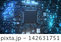 青く光る回路基板と半導体チップ 142631751