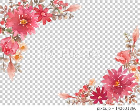 Flower frame material painted in watercolor Flower frame material painted in watercolor 142631866