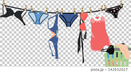 Illustration of hanging laundry 142632027