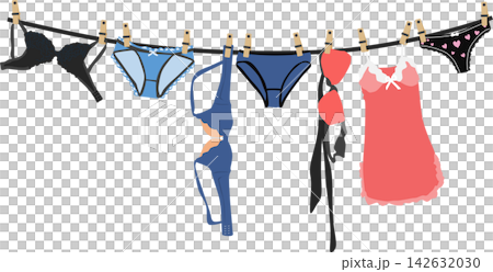 Illustration of hanging laundry Illustration of hanging laundry 142632030