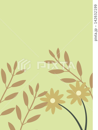 Minimalist autumn botanical vertical poster background in soft chartreuse for planners, notebooks, journals, and teacher stationery 142632199