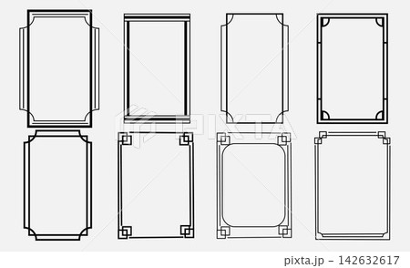 SEt black thin line frame art deco simple style. For template? brochure, banne 142632617