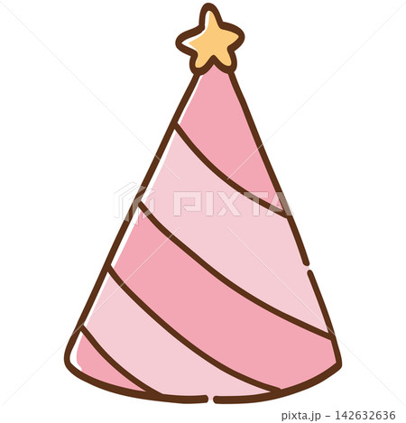 Handdrawn Pink Party Hat Illustration 142632636