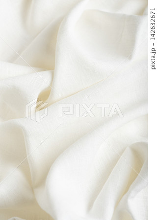 Draped Off White Linen Fabric Background 142632671