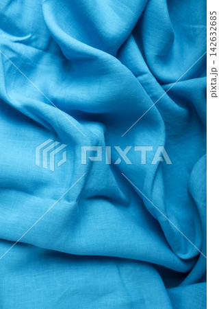 Draped Turquoise Blue Linen Cloth Background Draped Turquoise Blue Linen Cloth Background 142632685