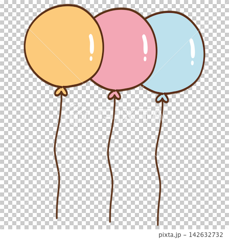 Three Handdrawn Balloons Three Handdrawn Balloons 142632732