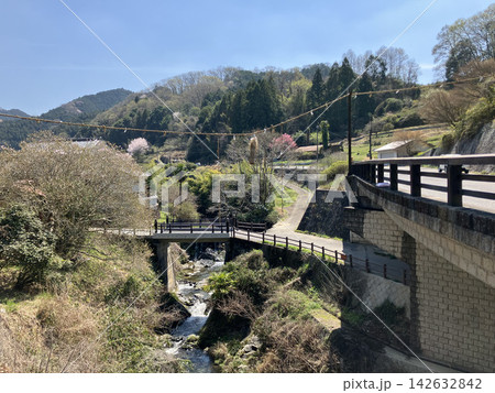 「飛鳥川に架かる、男綱(おづな)」 奈良県奥明日香稲渕地区 「飛鳥川に架かる、男綱(おづな)」 奈良県奥明日香稲渕地区 142632842