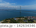 兵庫県淡路市・明石海峡大橋を望む夏の空撮写真 142634346