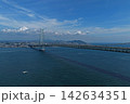 兵庫県淡路市・明石海峡大橋を望む夏の空撮写真 142634351