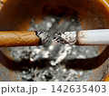 Burnt cigar and cigarette facing addiction concept 142635403