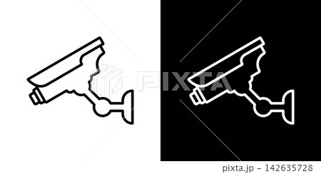 Surveillance Camera Line Icon Set. Security Monitoring And Cctv Surveillance Outline Symbol Collection. Home And Business Safety. Editable Stroke. Isolated Vector Illustration 142635728