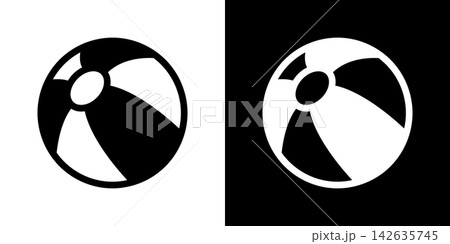 Beach Ball Solid Icon Set. Summer Recreation, Leisure Activities, And Outdoor Fun Silhouette Symbol Collection. Vacation And Beach Games. Isolated Vector Illustration 142635745