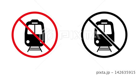 No Train Prohibition Sign Icon Set. Forbidden Train Warning And Restriction Symbol Collection. Stop And Ban Notice. Isolated Vector Illustration No Train Prohibition Sign Icon Set. Forbidden Train Warning And Restriction Symbol Collection. Stop And Ban Notice. Isolated Vector Illustration 142635915
