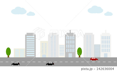 シンプルな街並みのイラスト 142636004