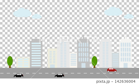シンプルな街並みのイラスト 142636004