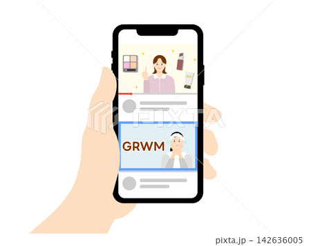 動画鑑賞している手のアップイラスト 142636005
