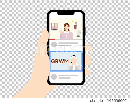 動画鑑賞している手のアップイラスト 142636005