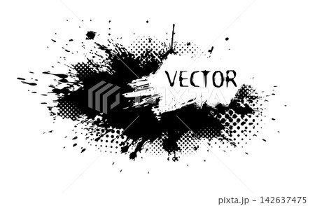 frame with blot and halftone. hand drawn. Not AI, Vector frame with blot and halftone. hand drawn. Not AI, Vector 142637475
