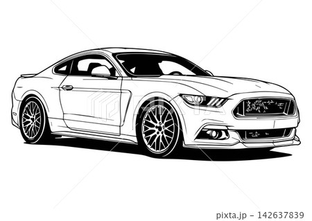 Blue sports car isolated on white background, modern muscle vehicle with sleek design and aggressive stance. Clean studio shot with copy space, ideal for automotive advertising, branding, and Blue sports car isolated on white background, modern muscle vehicle with sleek design and aggressive stance. Clean studio shot with copy space, ideal for automotive advertising, branding, and 142637839