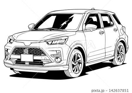 Modern yellow crossover on a white background with shadow. 142637851